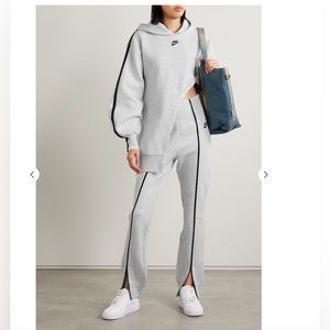 NIKE
Asymmetric printed cotton-blend jersey hoodie, S